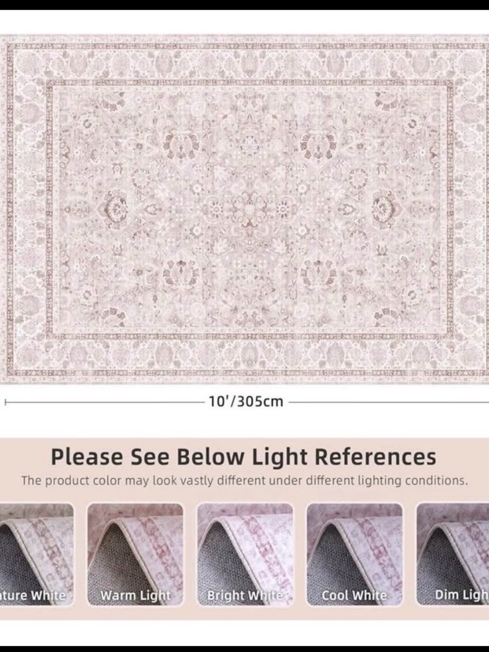 Neutral Pink-Patterned Home Bedding Rug - Soft Surface with Non-Slip Backing